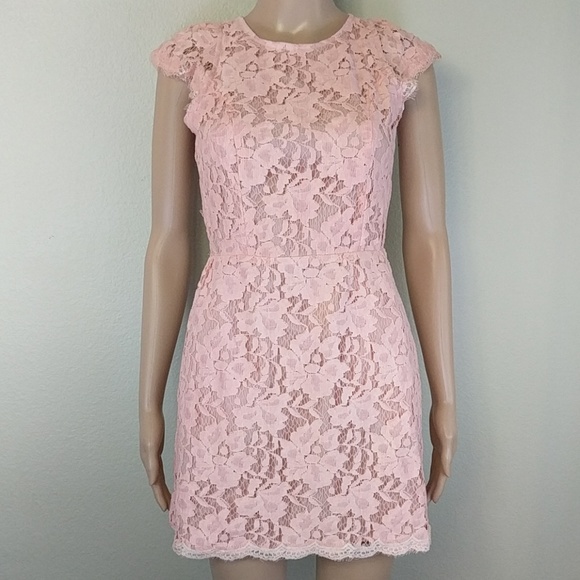 Signature8 Dresses & Skirts - [PIIN Signature 8] Pink Lace Open Back Cap Sleeve